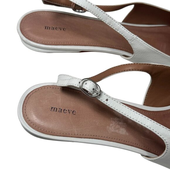 Maeve Anthropologie Floral Slingback Kitten Heels White Sz 42/10 Pointed Toe - Picture 7 of 8